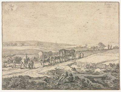 8月：ワゴンのある風景、1655年頃。 作： Pieter Molyn