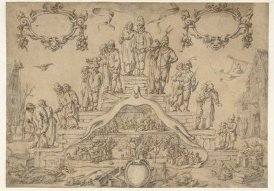 農夫と農夫の妻とのトラップ・デ・アウデルダム 作： Pieter Nolpe (attributed to)