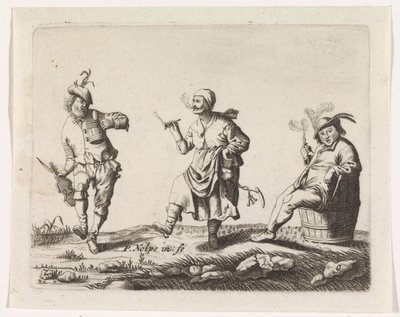 踊る農夫と農夫の妻と樽の上の男 作： Pieter Nolpe