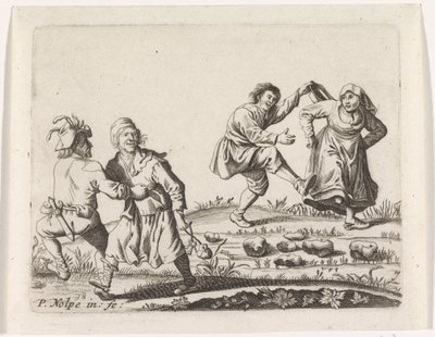 2 つの踊る農民のカップル 作： Pieter Nolpe