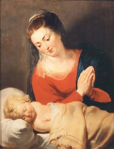 眠っている子供を崇拝する聖母、c。 1615年。 作： Pieter Paul Rubens