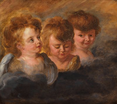雲の中の 3 つの天使の頭。 作： Pieter Paul Rubens