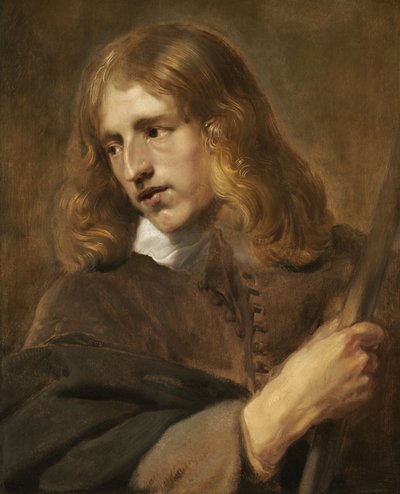 杖を持つ青年、1640年。 作： Pieter Soutman
