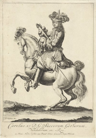 スウェーデン王チャールズ 11 世の騎馬像 作： Pieter Stevens (vermeld in 1689)