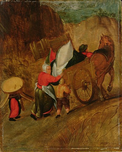 風景、農民、馬と荷車、17世紀初頭（油彩・パネル） 作： Pieter Stevens
