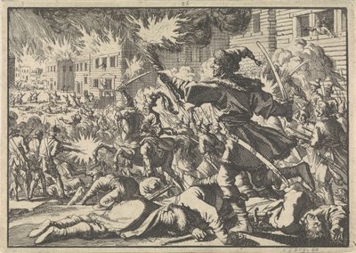 1611、1698年にロシア人とポーランド人の間でモスクワの街で戦う 作： Pieter Van der Aa