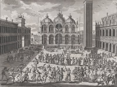 ヴェネツィアのカーニバル、から: Thesaurus of Antiquities and Histories of Italy, vol. 9、1722 作： Pieter Van der Aa