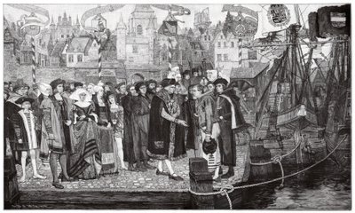 砂糖貿易、アントワープ、1510-20年頃（エングレーヴィング） 作： Pieter Verhaert