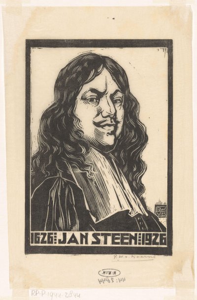 ヤン・ステーンの肖像 作： Pieter Willem van Baarsel (signed by artist)