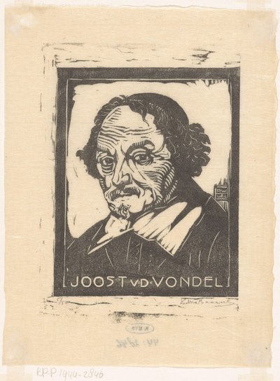 ヨースト ファン デン フォンデルの肖像 (オブジェクトのタイトル) 作： Pieter Willem van Baarsel (signed by artist)