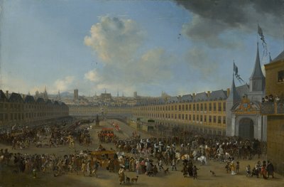 1665年頃、パリのヴォージュ広場でのトーナメント。 作： Pieter Wouwerman
