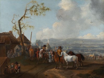 キャンプ風景（キャンバスに油彩） 作： Pieter WouwermansまたはWouwerman