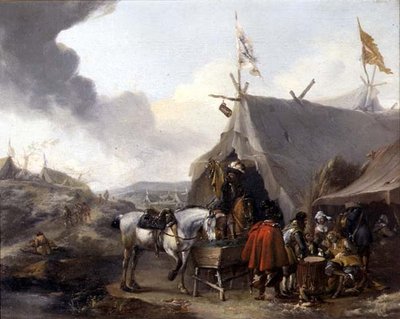軍隊駐屯地の騎兵たち 作： Pieter Wouwermans or Wouwerman