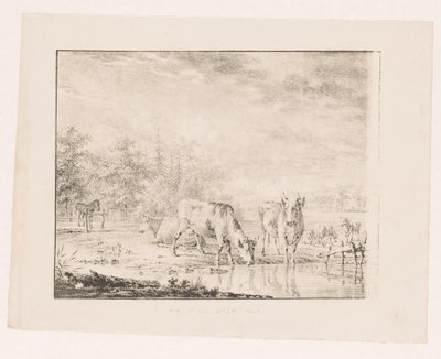 水辺の牛 作： Pieter de Goeje (attributed to)