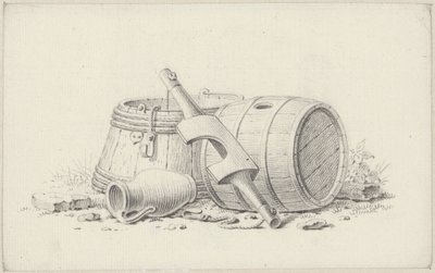 樽、軛、水差しのある静物画 作： Pieter de Goeje