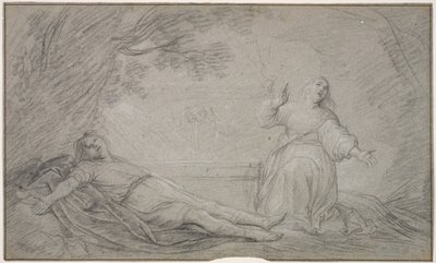 デンマーク語：若い男性の死を悼む女性を描いた神話の一場面。 作： Pieter de Grebber
