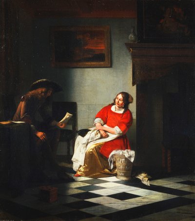 妻への手紙を読む紳士 作： Pieter de Hooch