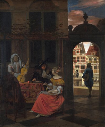 Hooch, Pieter, de (1629-1684) 中庭での音楽会 油彩・キャンバス 1677年 ナショナル・ギャラリー、ロンドン 83,5x68,5 作： Pieter de Hooch