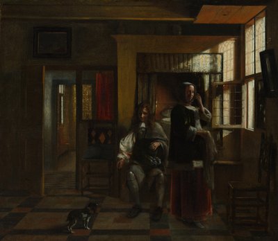 若いカップルとのインテリア、おそらくおよそ。 1662-65。 作： Pieter de Hooch