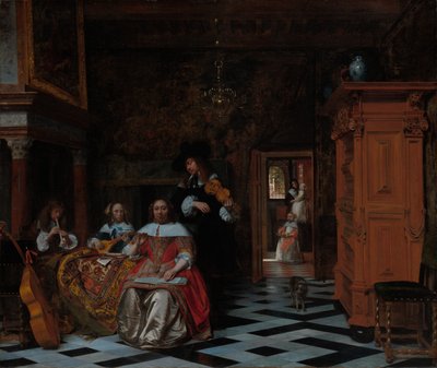 音楽を演奏する家族の肖像 作： Pieter de Hooch