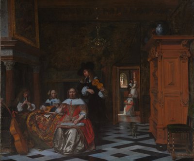 音楽を演奏する家族の肖像1663 作： Pieter de Hooch