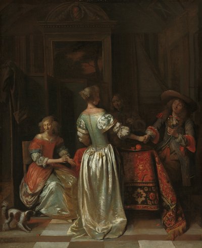 あいさつ、c.1675（キャンバスに油彩） 作： Pieter de Hooch