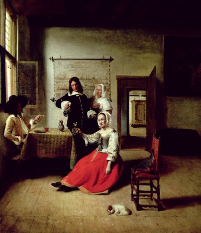 兵士と飲む女性、1658年 作： Pieter de Hooch