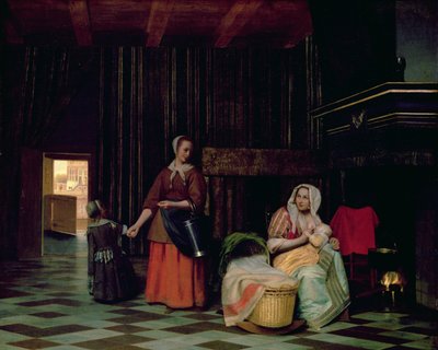 乳児を持つ女性、子供とメイドを提供 作： Pieter de Hooch