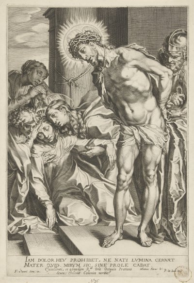 いばらの冠を持つキリストと泣いているマリア 作： Pieter de Jode (I)