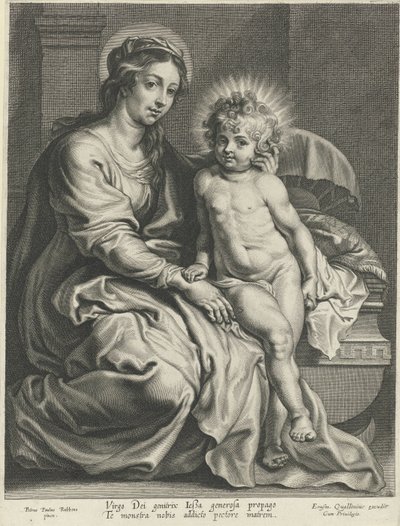 ゆりかごで幼子キリストを抱くマリア 作： Pieter de Jode (I)