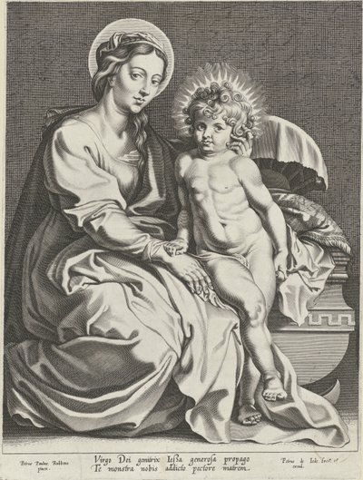 ゆりかごで幼子キリストを抱くマリア 作： Pieter de Jode (I)