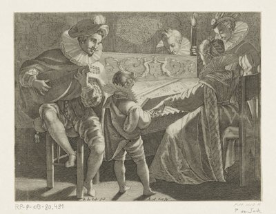 トーチライトで音楽を制作する会社、1600年頃 作： Pieter de Jode (I)