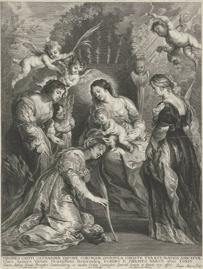 キリストの子が H. カタリナの冠をかぶる 作： Pieter de Jode (II)