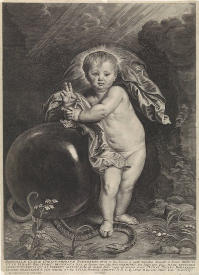 オーブを持つキリストの子 作： Pieter de Jode (II)