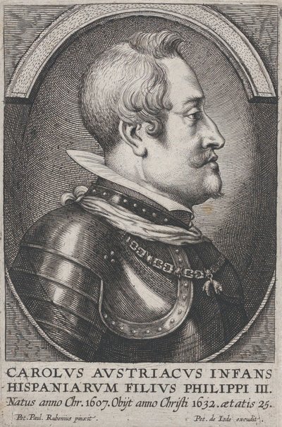 オーストリアのチャールズ、スペインのインファンテの肖像、右側の横顔、約。 1650年。 作： Pieter de Jode II