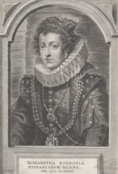 スペインの女王、ブルボンのエリザベートの肖像 1632-44。 作： Pieter de Jode II