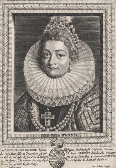 スペインのインファンタ、イザベラ クララ ユージニアの肖像 1650年。 作： Pieter de Jode II