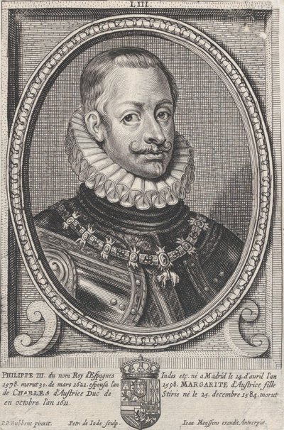 スペイン王フェリペ3世の肖像 1650年。 作： Pieter de Jode II