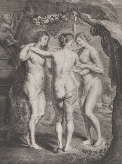 三美神、カリフォルニア州。 1630-45。 作： Pieter de Jode II