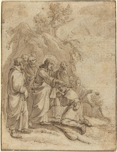 らい病人を癒すキリスト 作： Pieter de Jode I