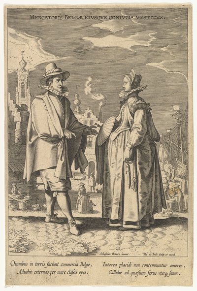 異なる国のファッションからのベルギーの衣料品商人と彼の妻。 作： Pieter de Jode I