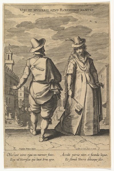フィレンツェと異なる国のファッションからの男性と女性の習慣.nd 作： Pieter de Jode I