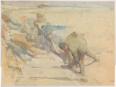 レールを解体する労働者 作： Pieter de Josselin