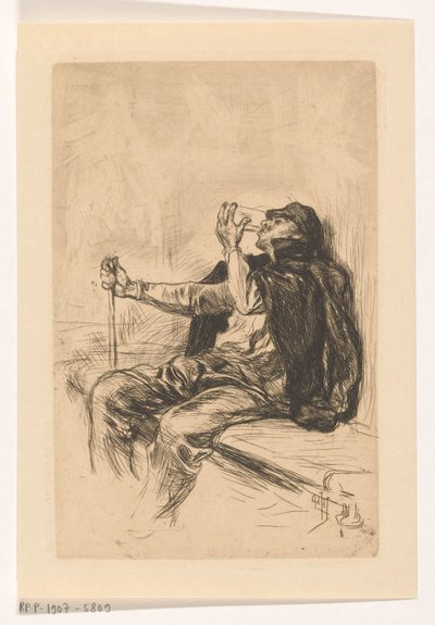 杖を持った飲酒男性 作： Pieter de Josselin