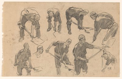 掘削作業員のスケッチを含む学習シート 作： Pieter de Josselin