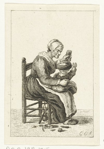 膝の上に子供を持つ女性 作： Pieter de Mare