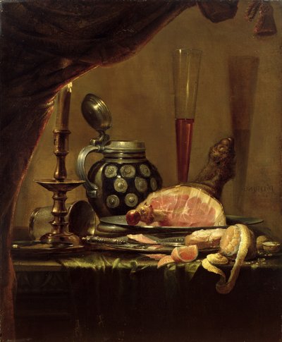 ハムのある静物 作： Pieter de Ring