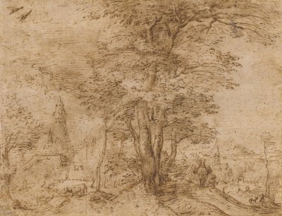 木々とラバの集まる村、1552-54年頃 作： Pieter Bruegel the Elder