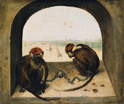 2つの鎖でつながれた猿 作： Pieter Bruegel the Elder