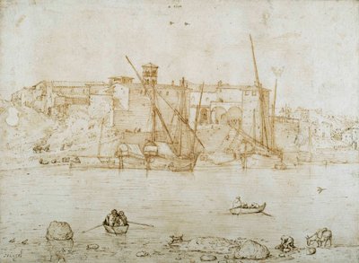 ローマ、リパ・グランデの眺め、1552年頃（紙にペンとインク 作： Pieter Bruegel the Elder